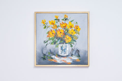 YELLOW FLOWER Abstract Hand-Painted Art on Canvas